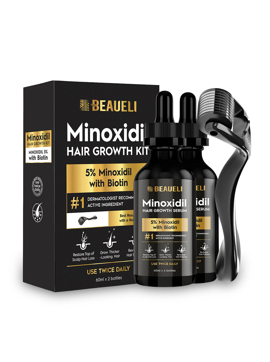 5% Minoxidil Hair Growth Kit - 60ml 2PCS + Roller